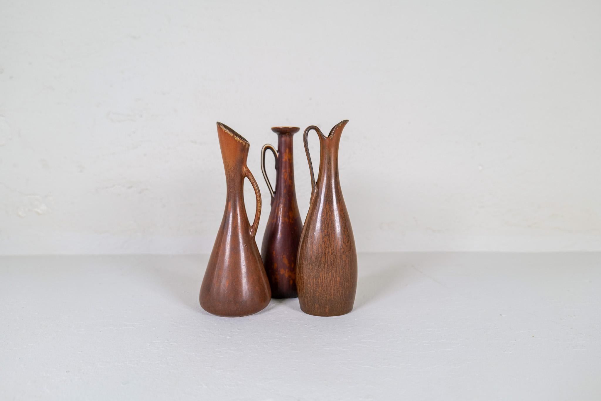 Midcentury Modern Set of 3 Ceramic Pieces Rörstrand Gunnar Nylund Sweden, 1950s In Good Condition For Sale In Hillringsberg, SE