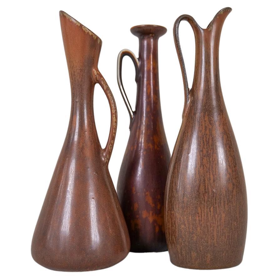 Midcentury Modern Set of 3 Ceramic Pieces Rörstrand Gunnar Nylund Sweden, 1950s For Sale