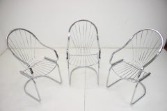 Midcentury Set of Three Chrome Dining Chairs by Gastone Rinaldi, Italy, 1970s