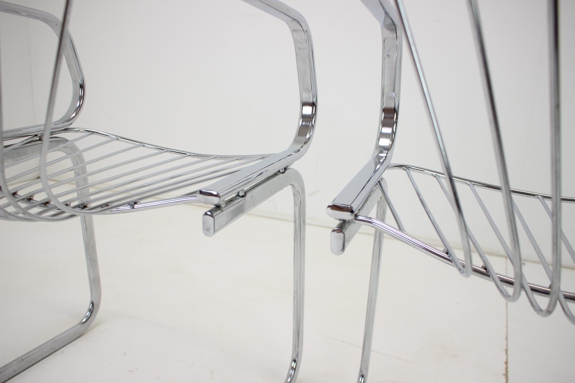 Midcentury Set of Three Chrome Dining Chairs by Gastone Rinaldi, Italy, 1970s In Good Condition For Sale In Praha, CZ
