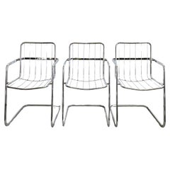Used Midcentury Set of Three Chrome Dining Chairs by Gastone Rinaldi, Italy, 1970s