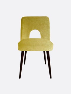 Midcentury "Shell" Chairs in Mustard Gold Velvet by Leśniewski, 1960s, Set of 6