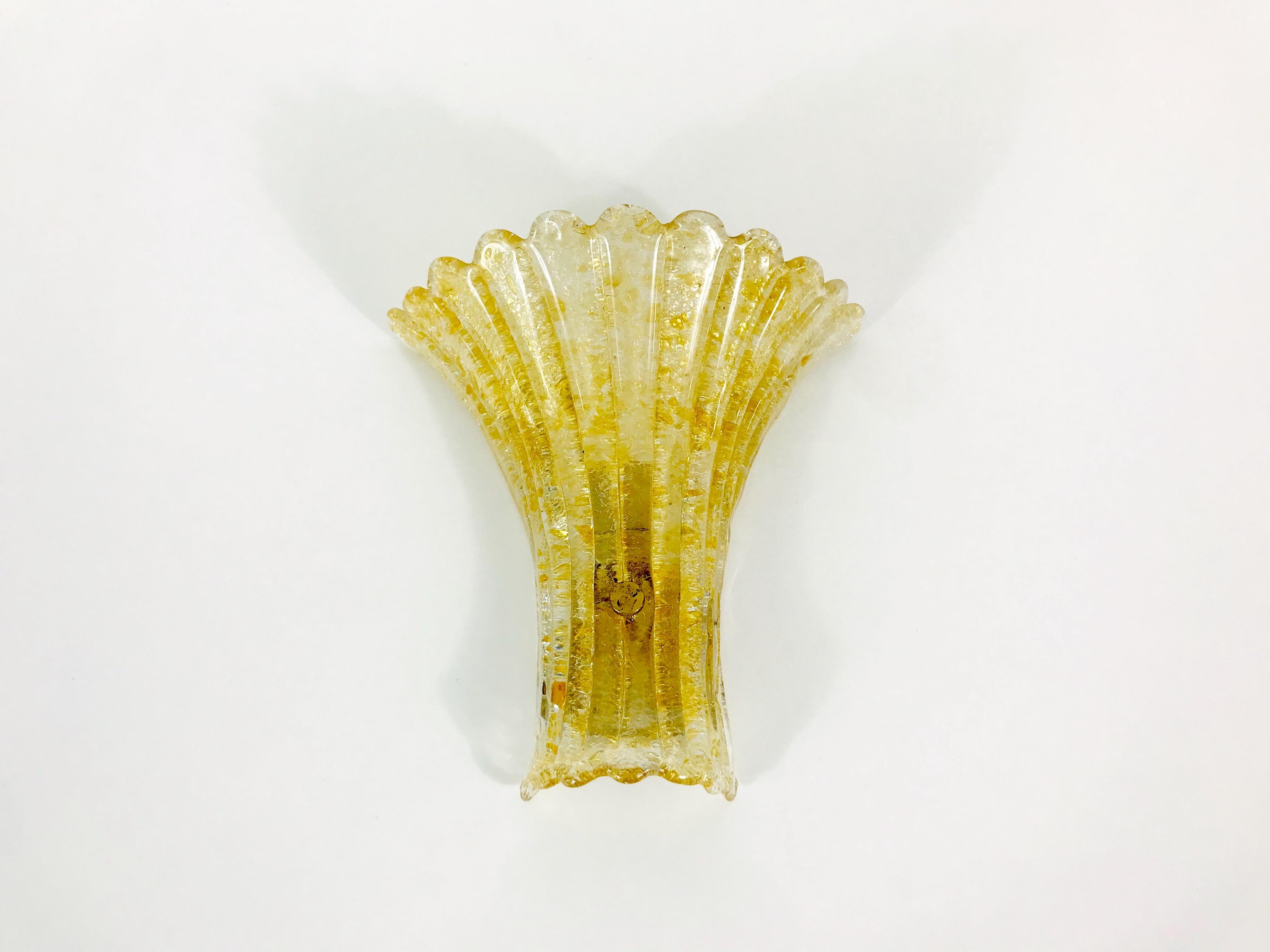 Midcentury Shell Murano Glass Wall Lamp by Doria, 1960s 3