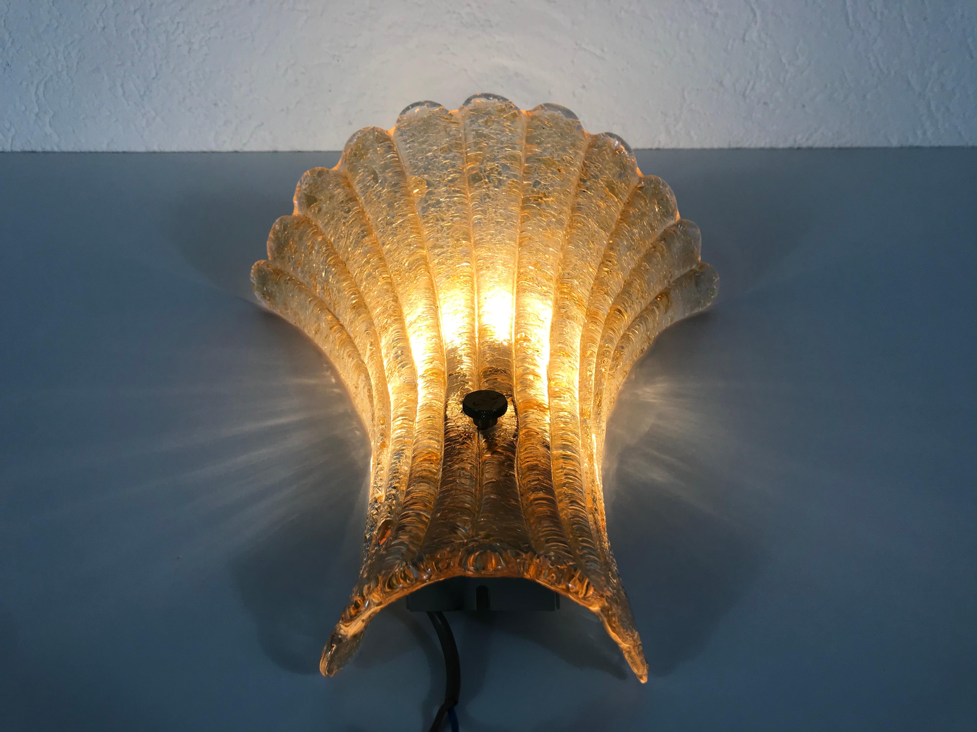 Midcentury Shell Murano Glass Wall Lamp by Doria, 1960s 2