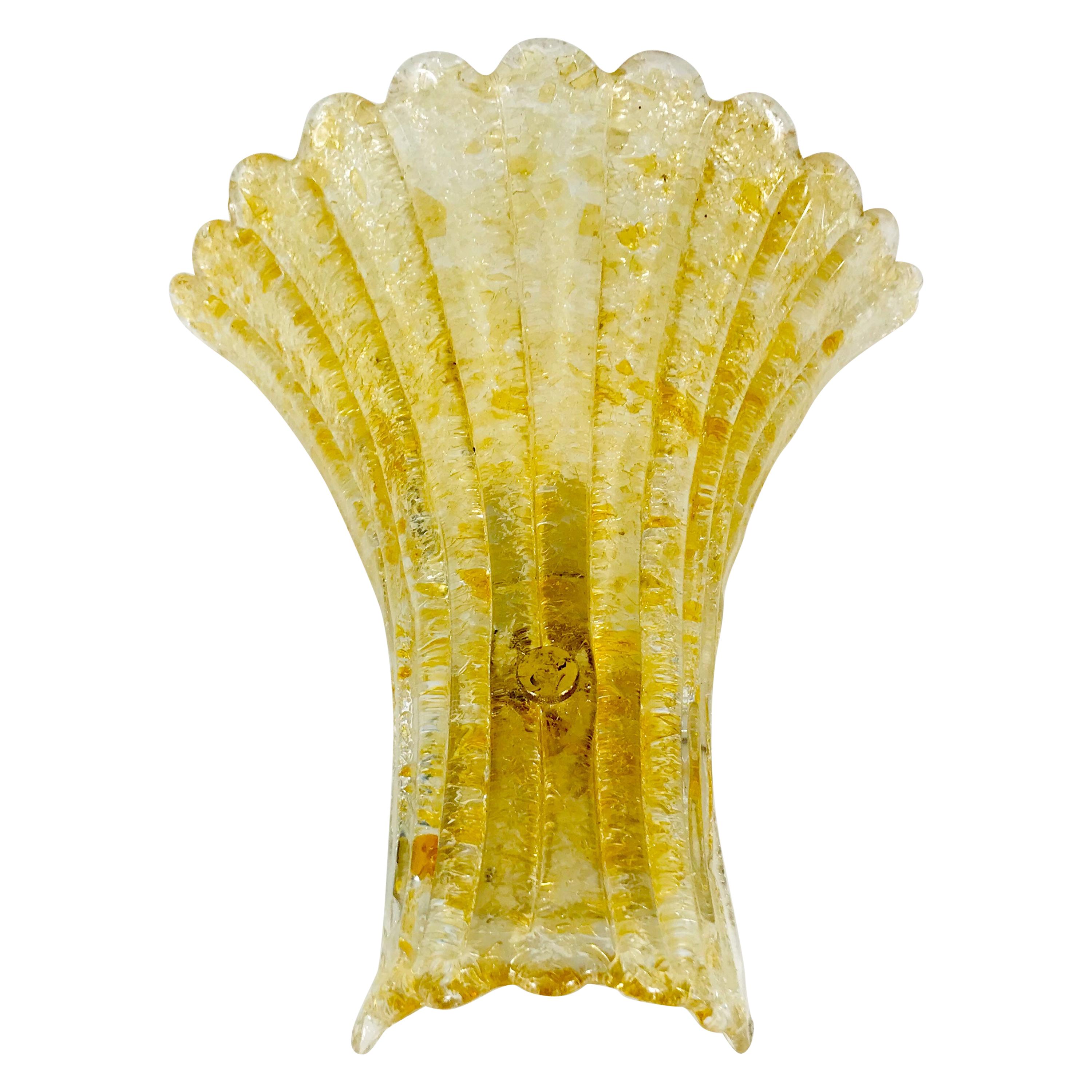 Midcentury Shell Murano Glass Wall Lamp by Doria, 1960s