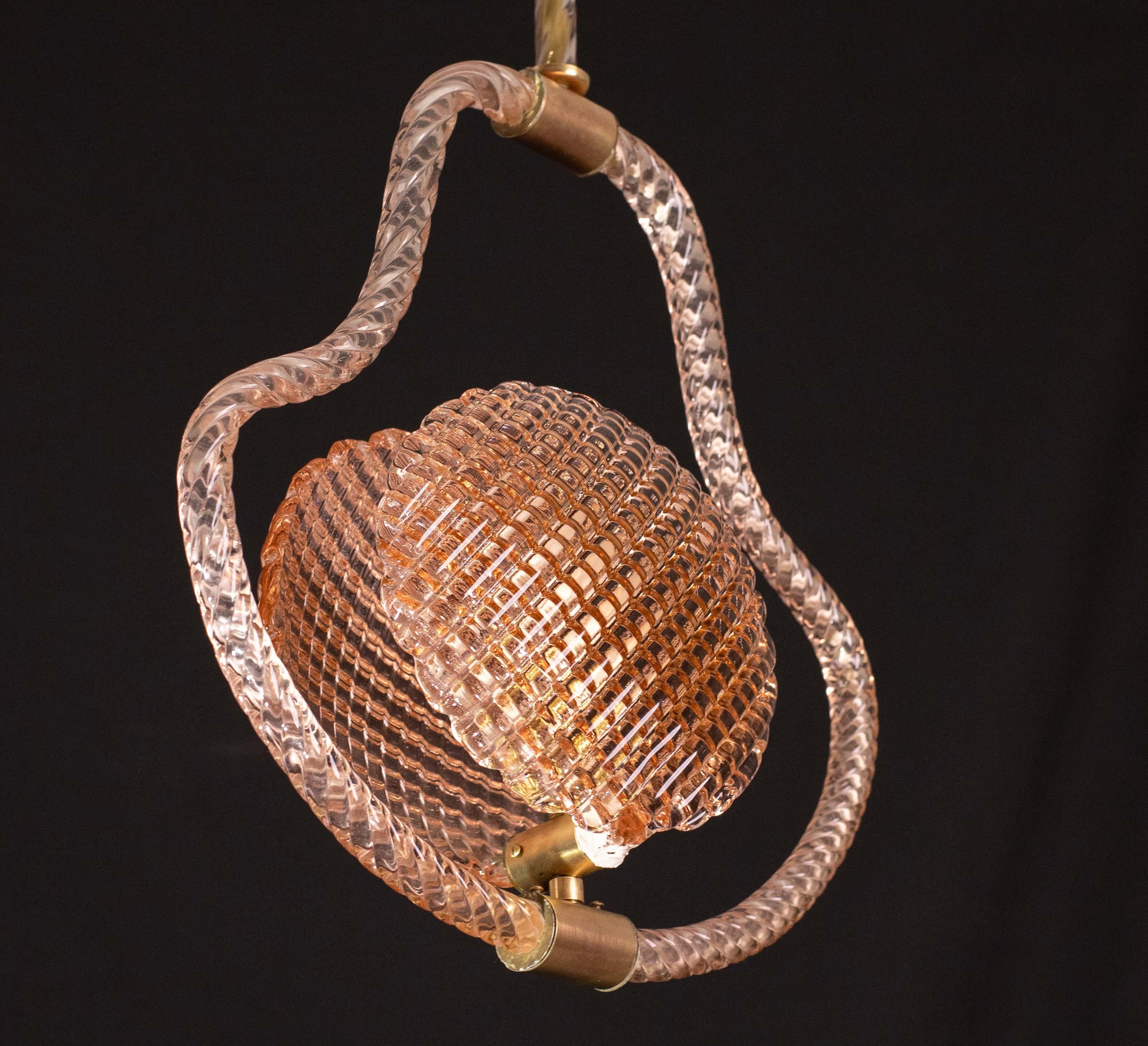 Midcentury Shell Pink Murano Glass Chandelier by Barovier e Toso, 1950s For Sale 5