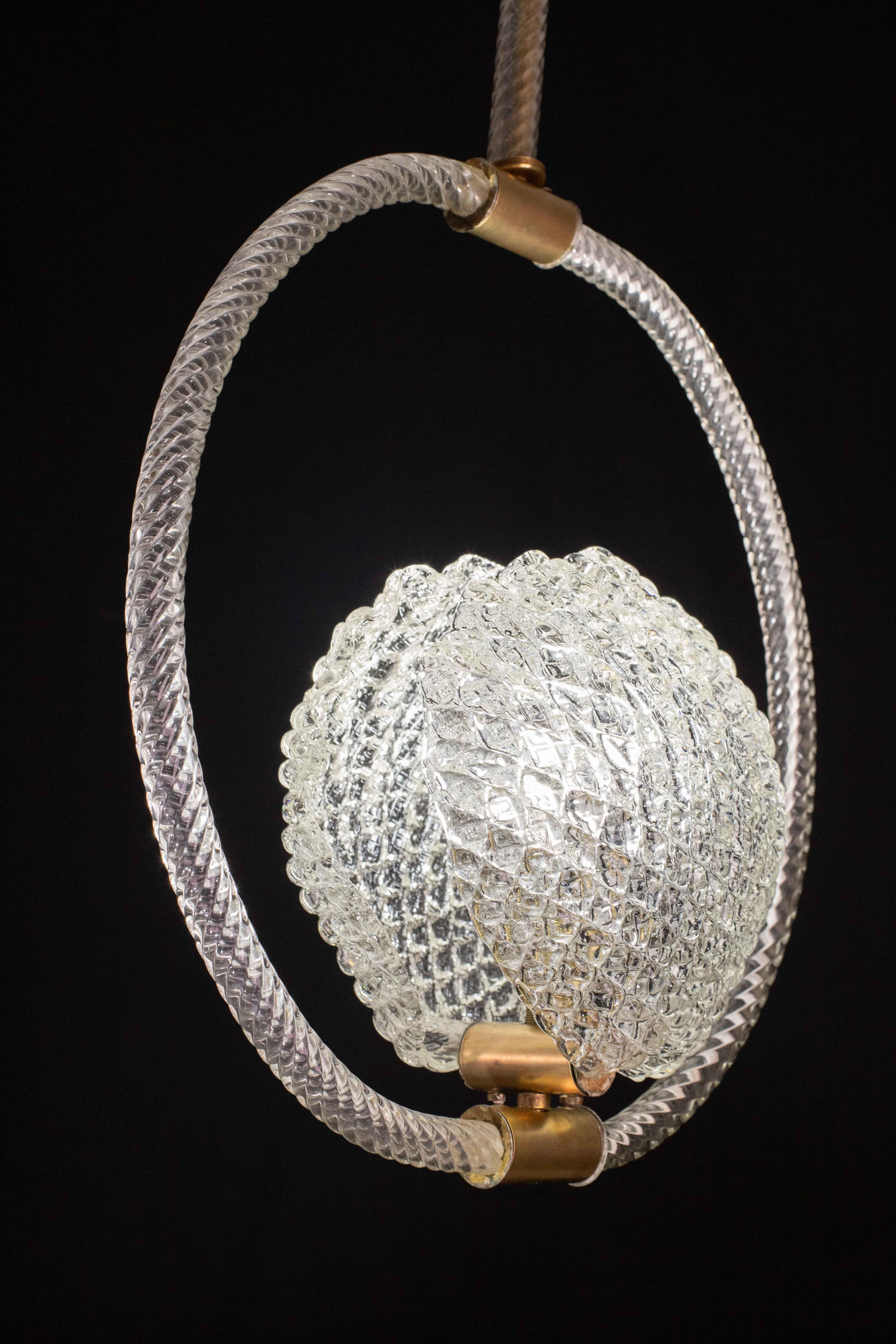 Midcentury Shell Trasparent Murano Glass Chandelier by Barovier e Toso, 1940s For Sale 3