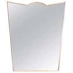 Midcentury Shield Shaped Wall Mirror with Brass Frame, Italy