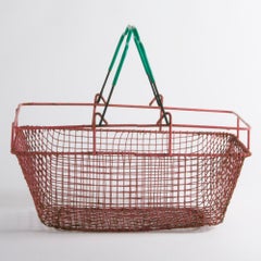 Midcentury Shopping Basket from Czechoslovakia in Red Metal, 1960s