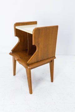 Mid-century Side Cabinet Nightstand French Bedside Table Oak, Circa 1950