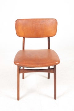 Midcentury Side Chair in Rosewood and Patinated Leather by Gustav Bertelsen