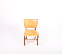 Chaise d'appoint du milieu du siècle dernier en teck et cuir patiné de Stig Thoresen Lassen