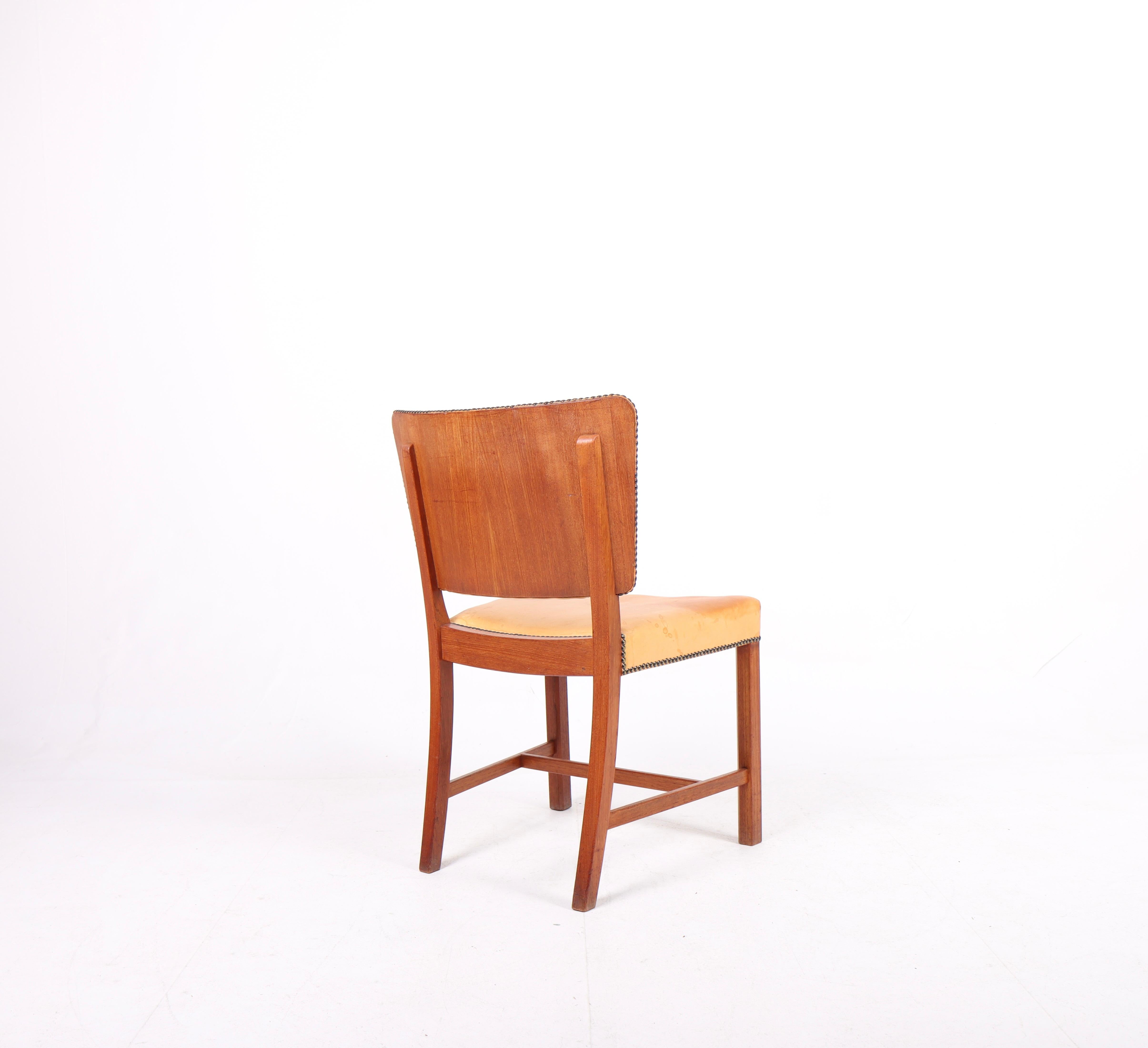 Danish Midcentury Side Chair in Teak and Patinated Leather by Stig Thoresen Lassen For Sale