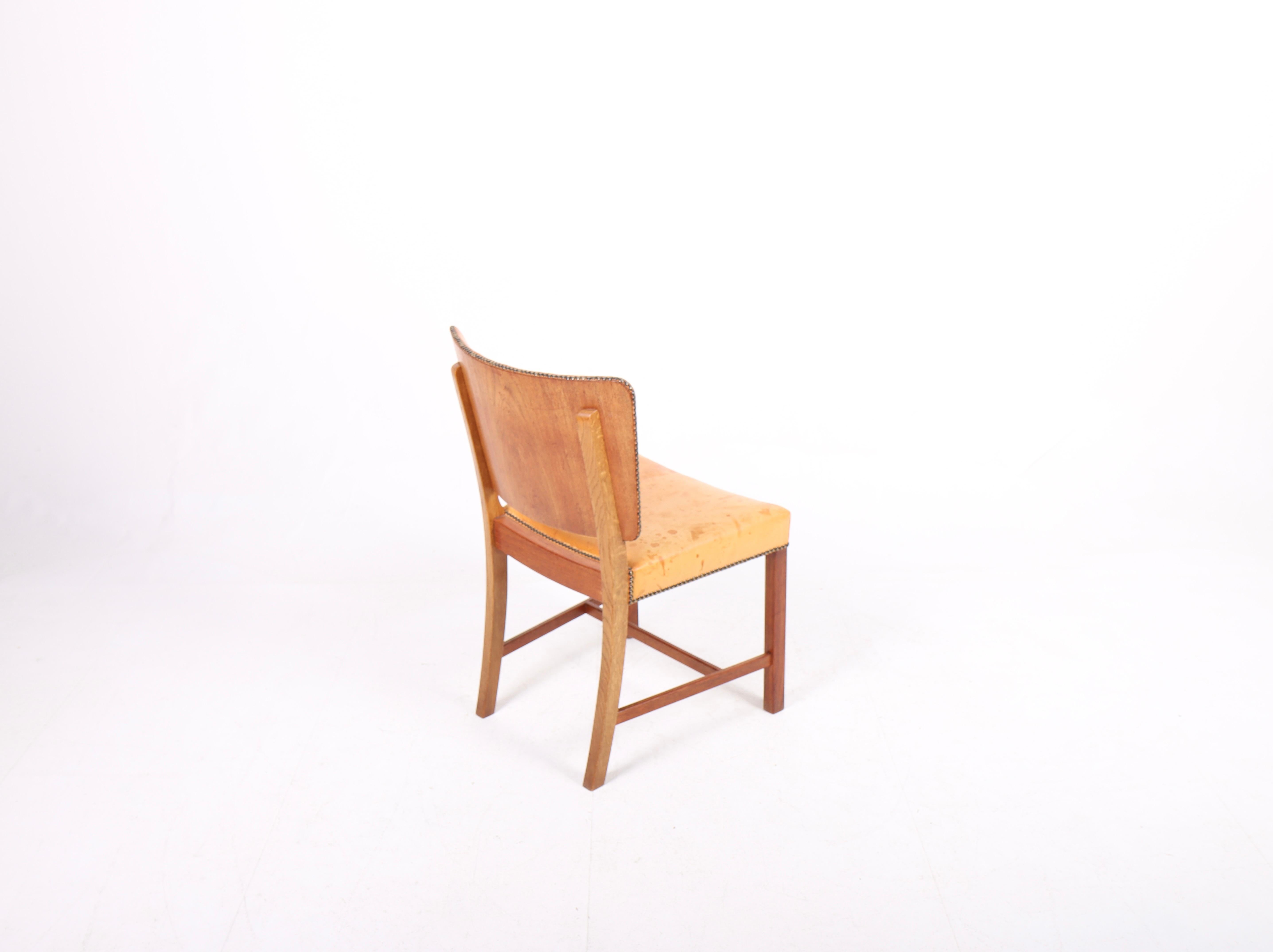 Mid-20th Century Midcentury Side Chair in Teak and Patinated Leather by Stig Thoresen Lassen  For Sale