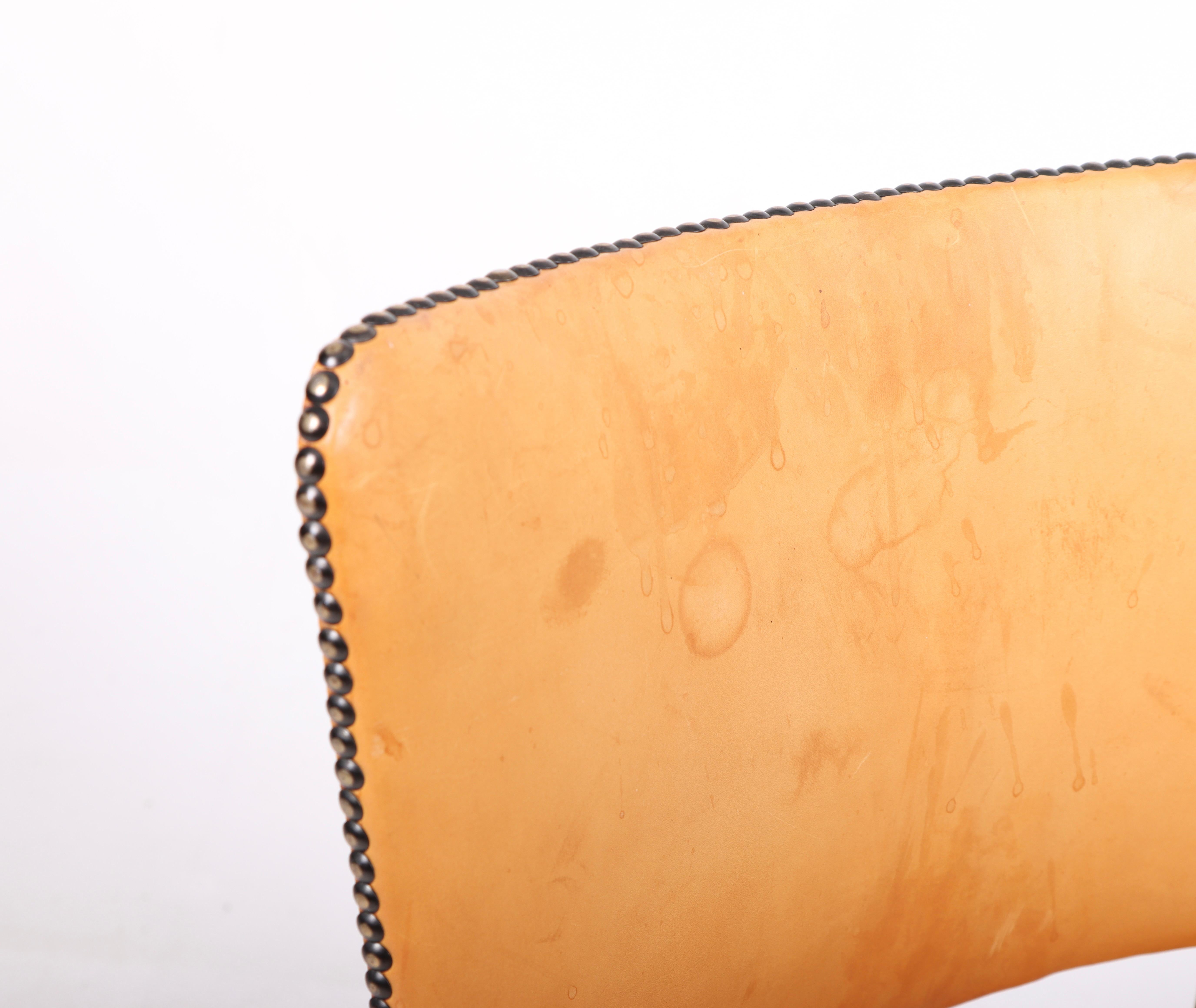 Midcentury Side Chair in Teak and Patinated Leather by Stig Thoresen Lassen For Sale 2