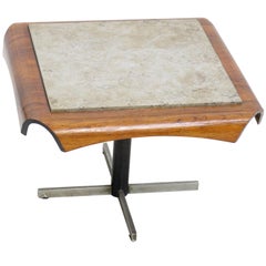 Midcentury Side Table in Jacaranda and Marble by Jorge Zalszupin for L'atelier