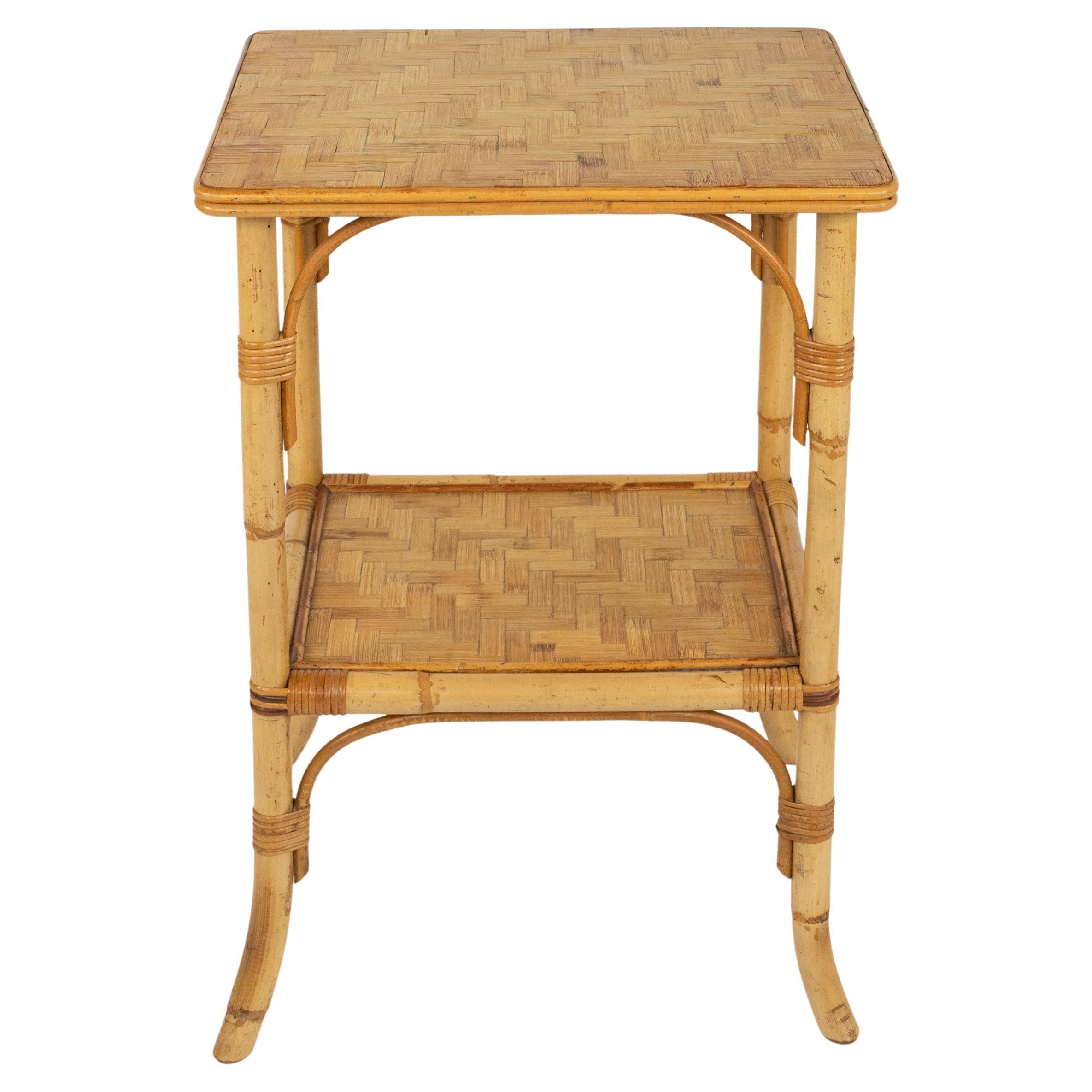 Mesa auxiliar de mediados de siglo en ratán y bambú Estilo Vivai del Sud, Italia Años 70 en venta 9