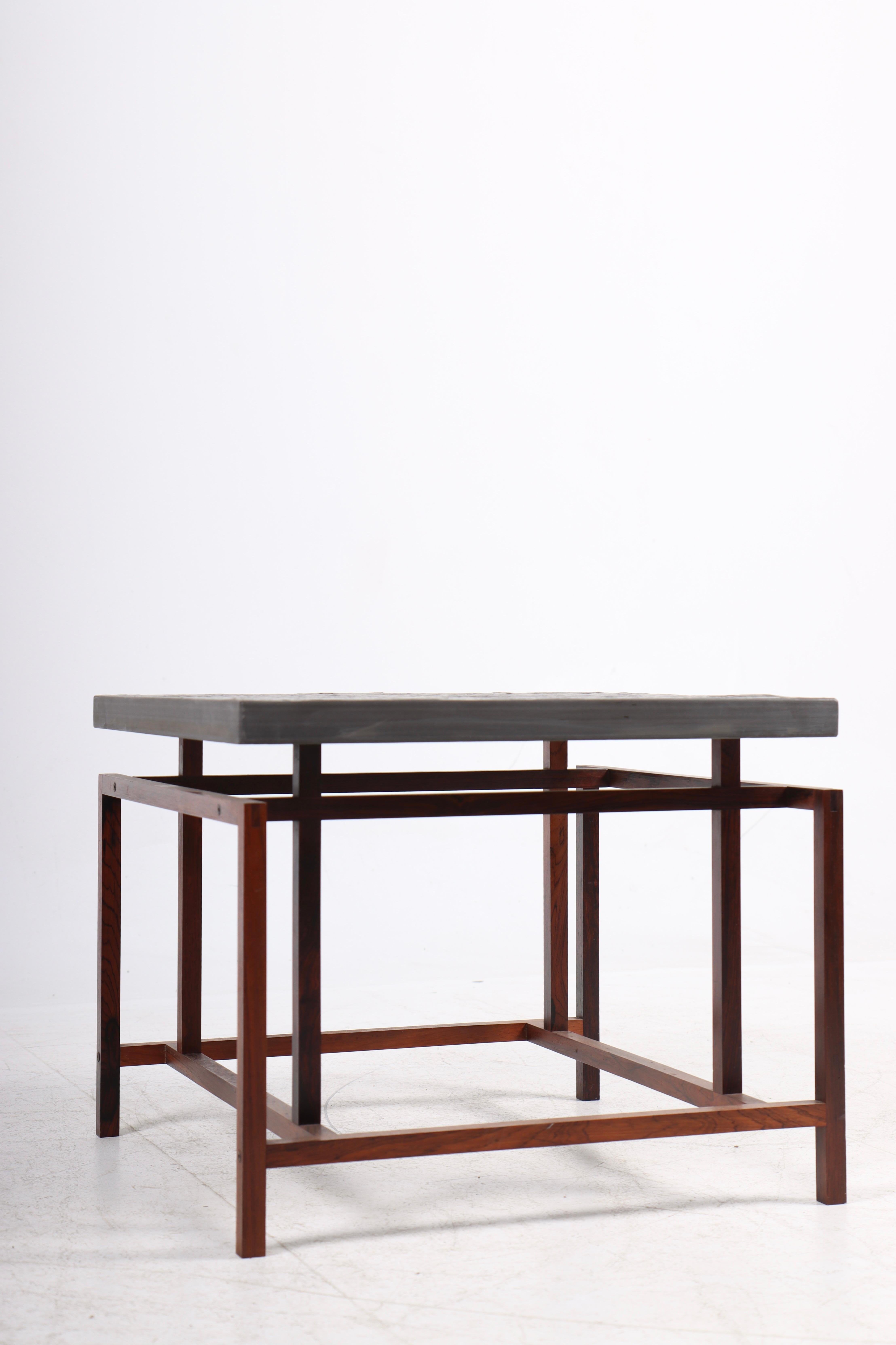 Scandinavian Modern Midcentury Side Table in Rosewood and Slate Top by Henning Korch, 1950s