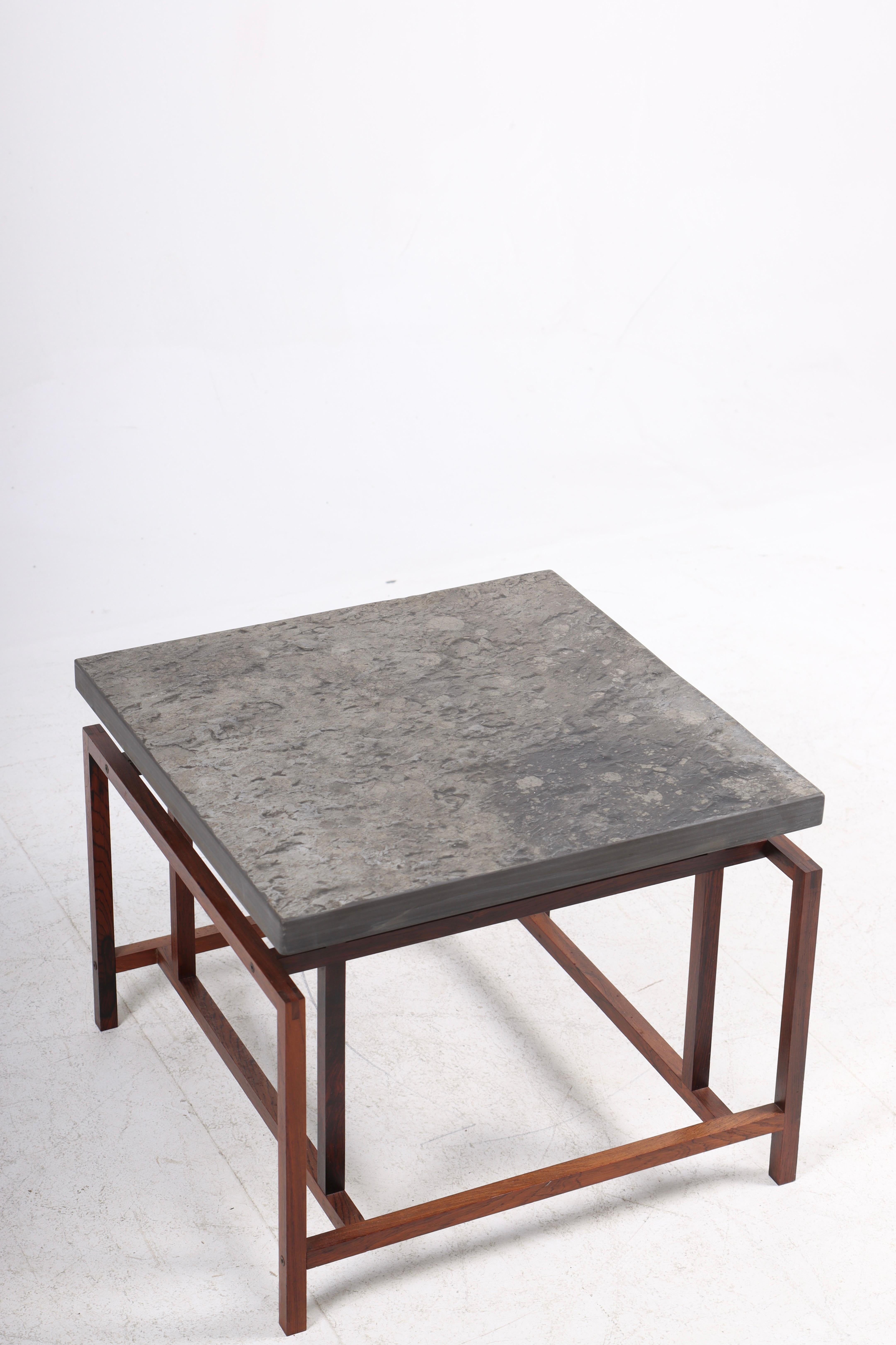 Danish Midcentury Side Table in Rosewood and Slate Top by Henning Korch, 1950s