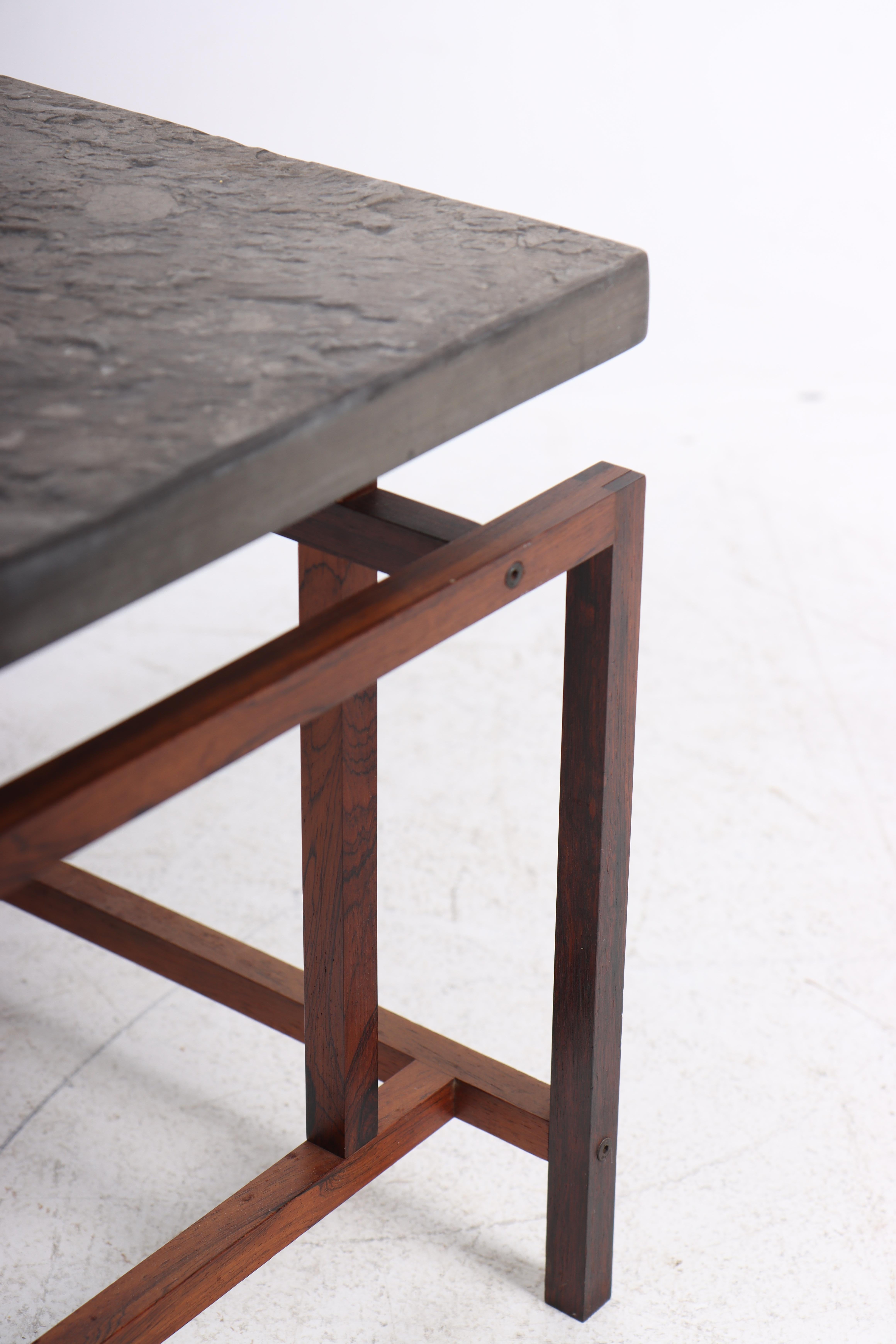 Midcentury Side Table in Rosewood and Slate Top by Henning Korch, 1950s 1