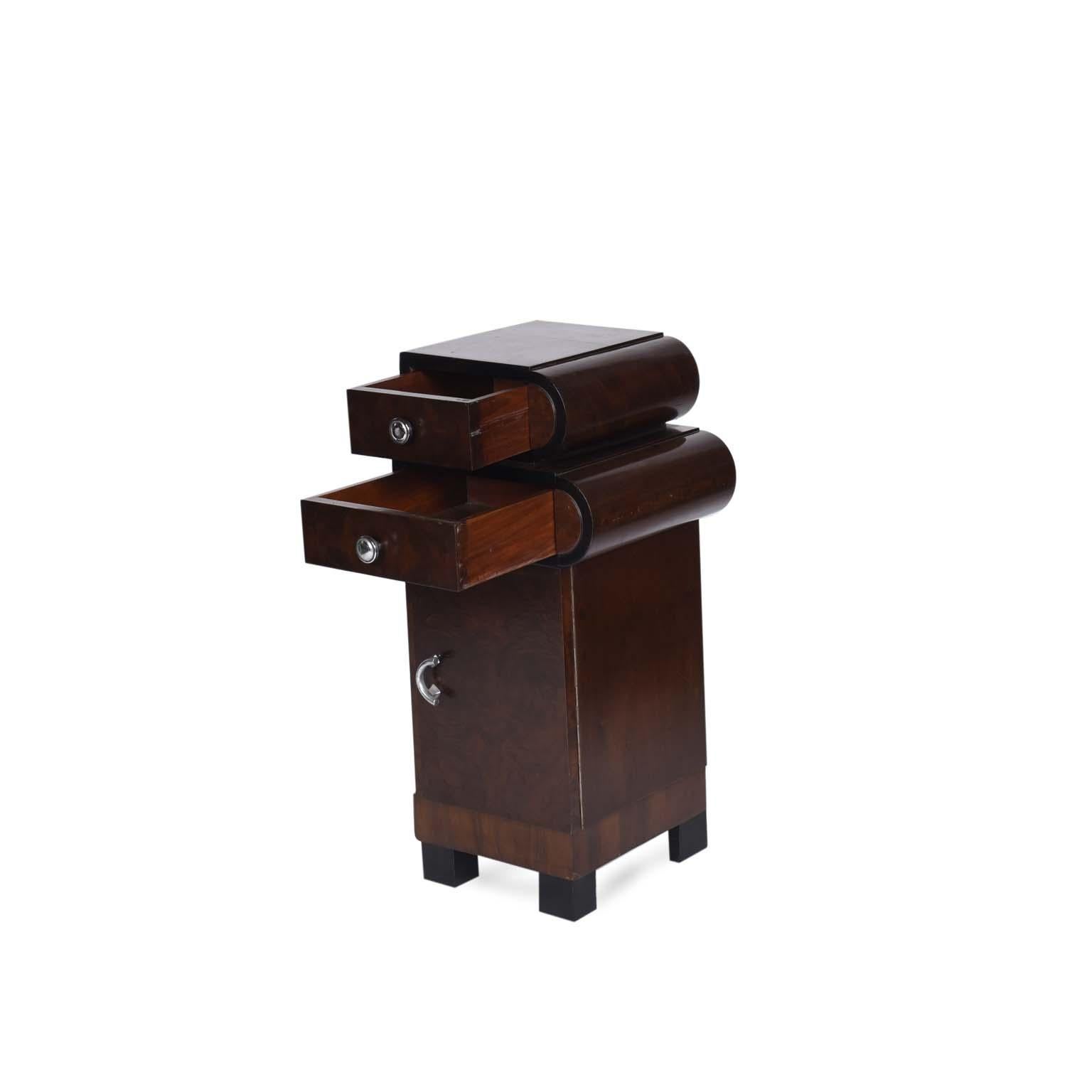 Mid-Century Modern  Midcentury Side Table Nightstand with Wood Structure, 1920s