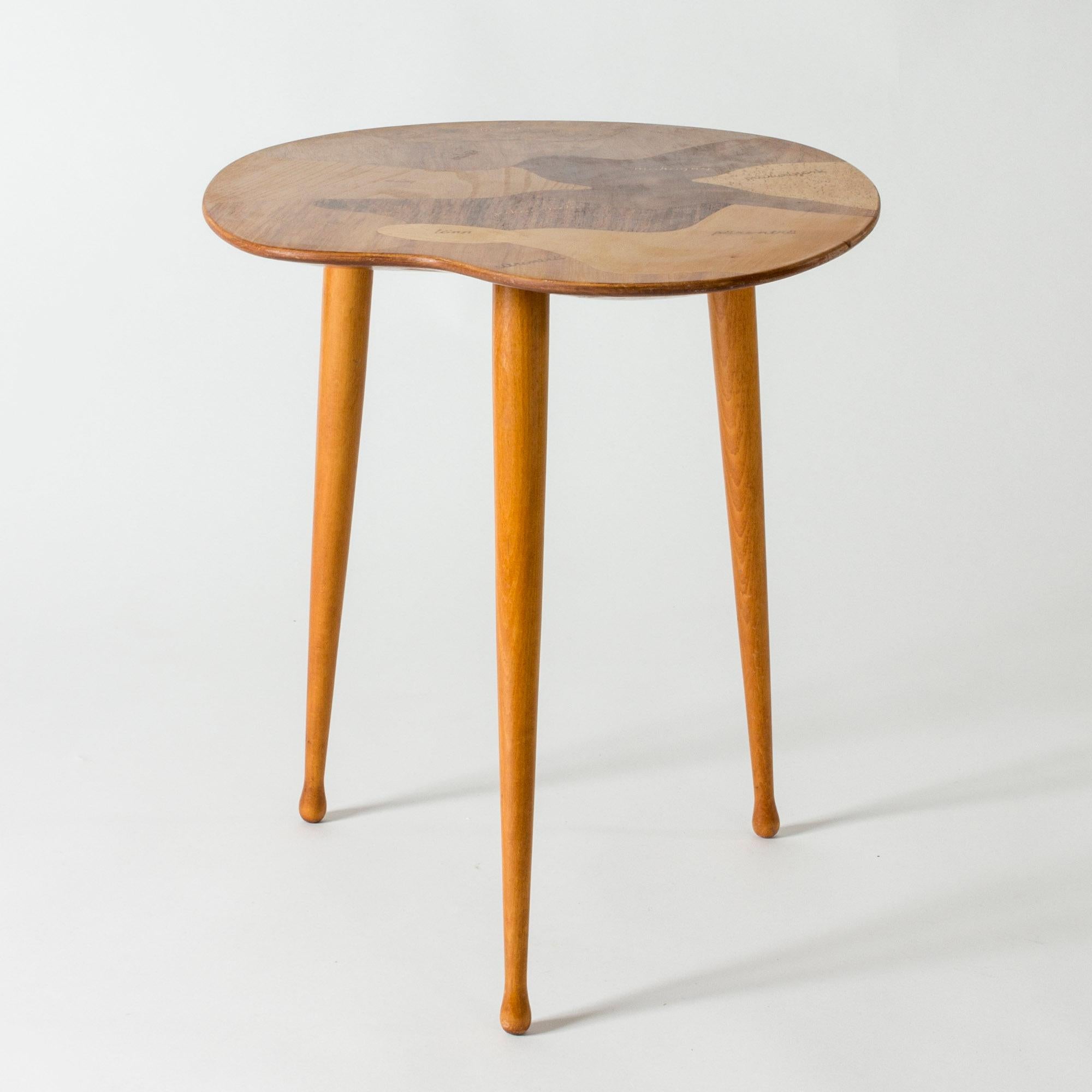 Scandinavian Modern Midcentury Side Table with Inlays, Sweden, 1950s For Sale