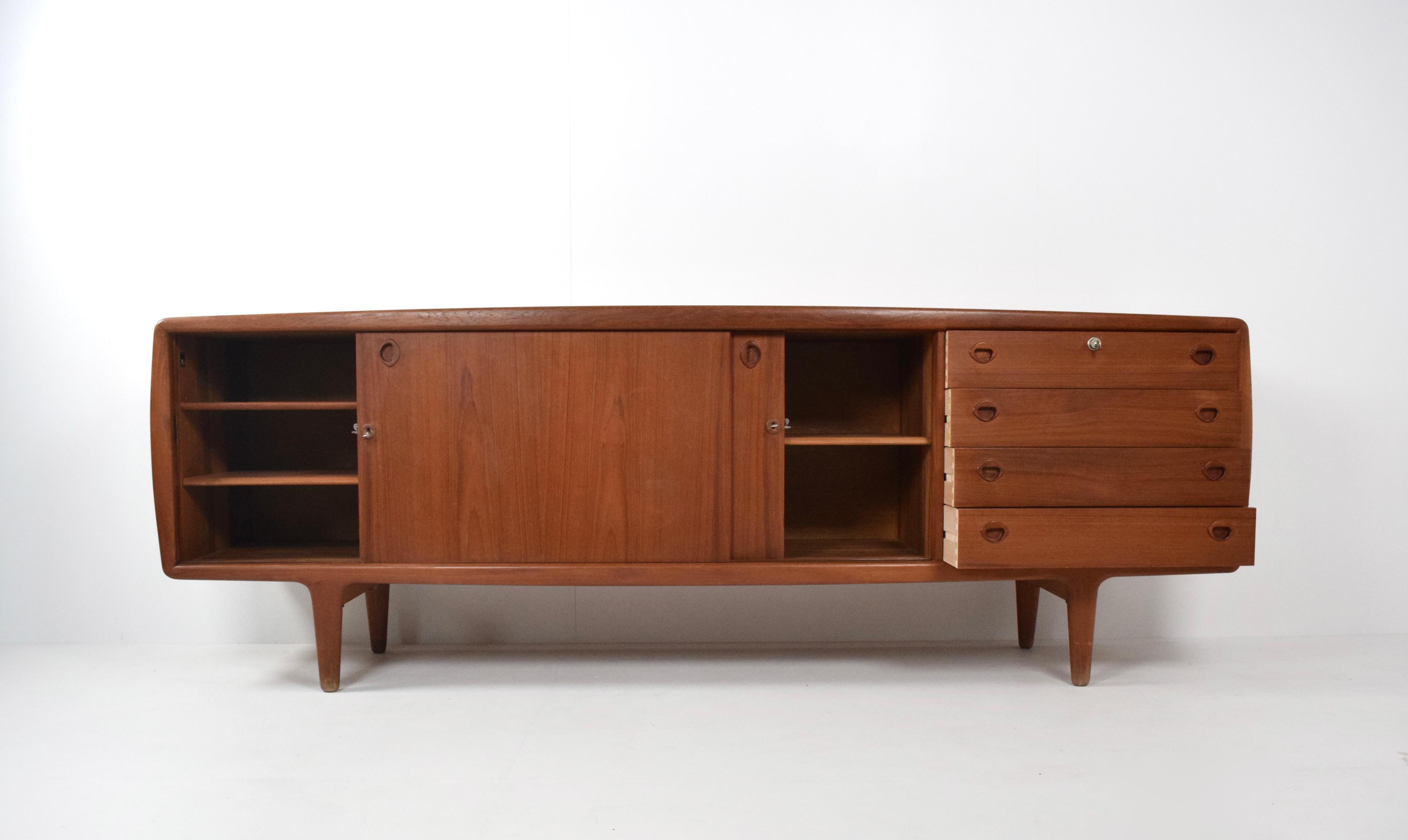 Mid-20th Century Midcentury Sideboard by H.P. Hansen in Teak, Denmark, 1960s