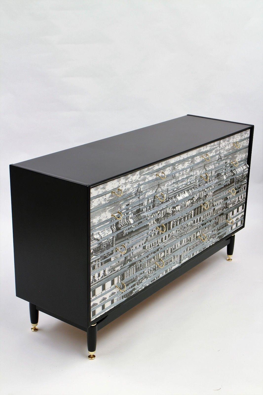 Mid-Century Modern Midcentury Sideboard, Fornasetti Style Dresser Credenza G Plan Black 