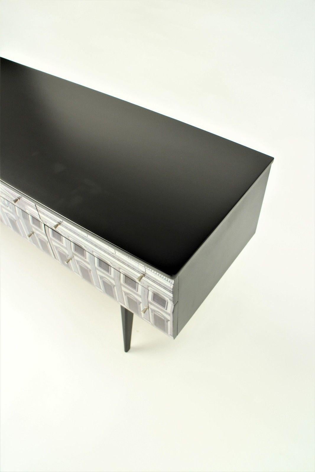 20th Century Midcentury Sideboard, Fornasetti Style Dresser Credenza G Plan Black