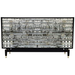 Used Midcentury Sideboard, Fornasetti Style Dresser Credenza G Plan Black 