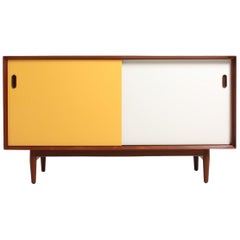 Midcentury Sideboard in Teak with Colored Panels by Arne Vodder