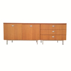 Mid-Century Walnut Sideboard George Nelson Style with Aluminum Legs