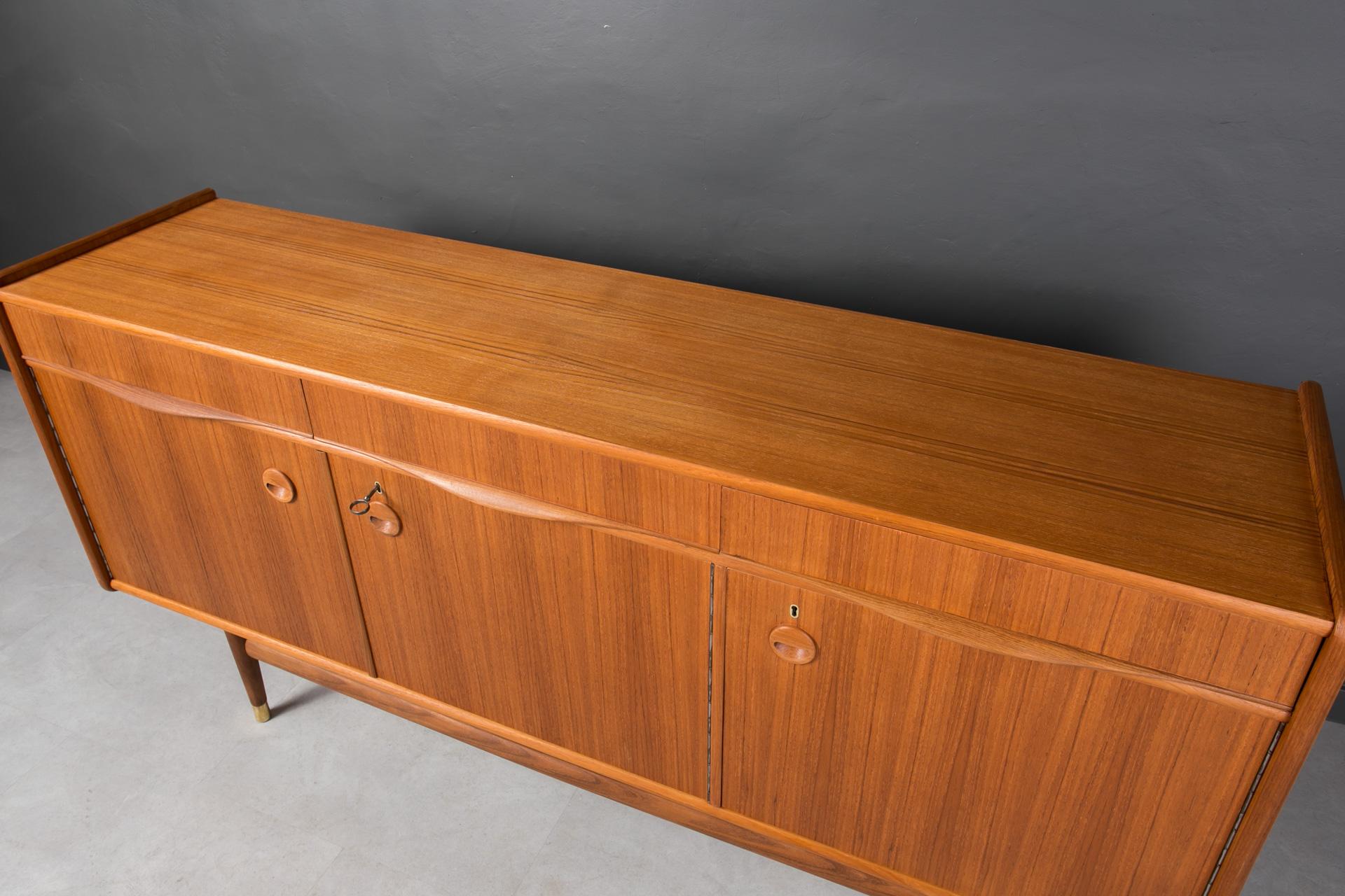 Midcentury Sideboard, Teak Wood and Brass Details, Norway, 1960s 3