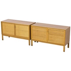 Midcentury Sideboards in Oak and Rattan by Alf Svensson, Sweden