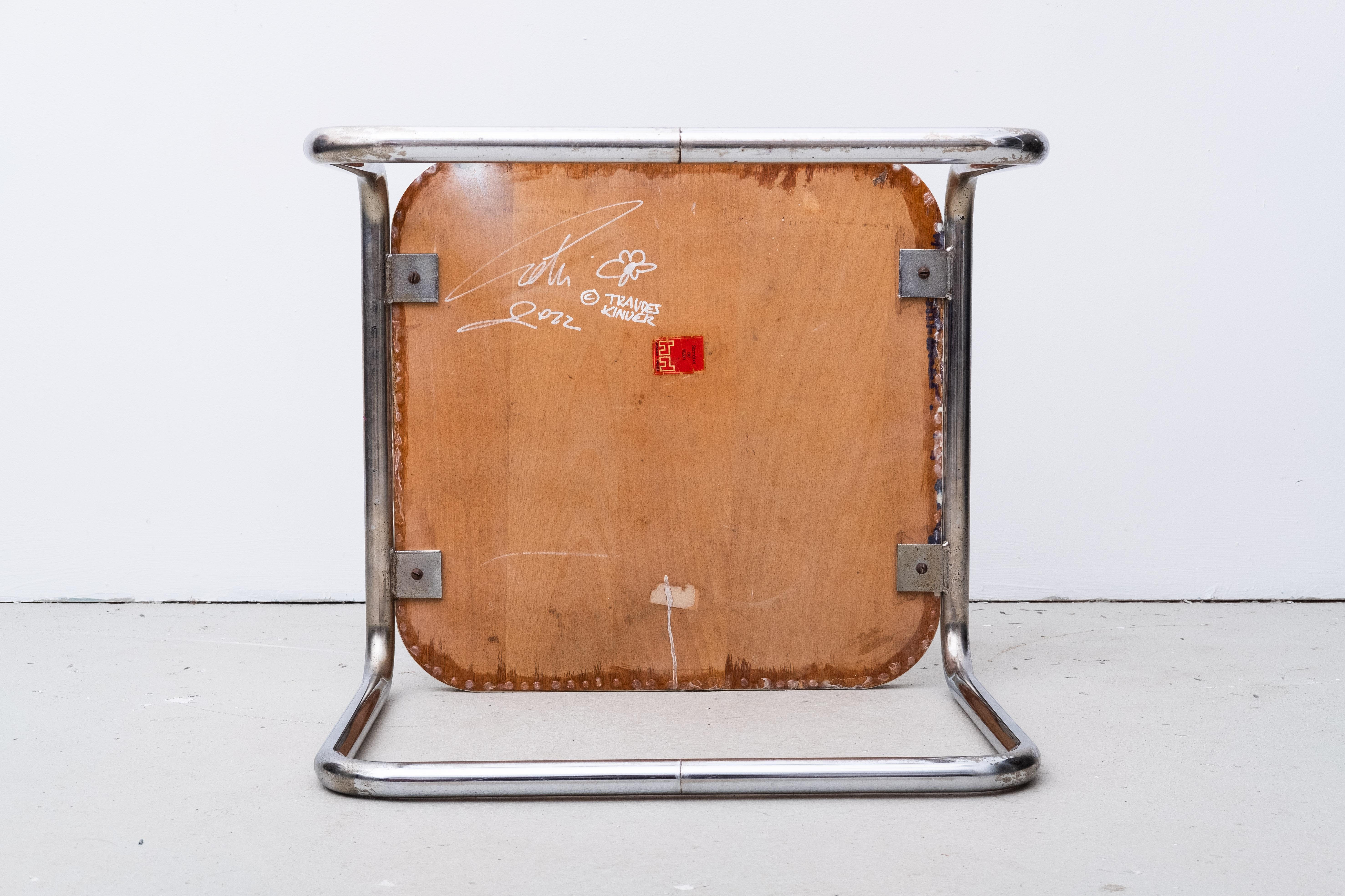 Midcentury Sidetable, Plate by Austrian Artist John Petschinger (Vienna, 2021) For Sale 4