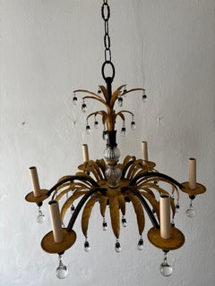 Midcentury Signed by Maison Baguès, Pineapple Palm, Yellow Chandelier