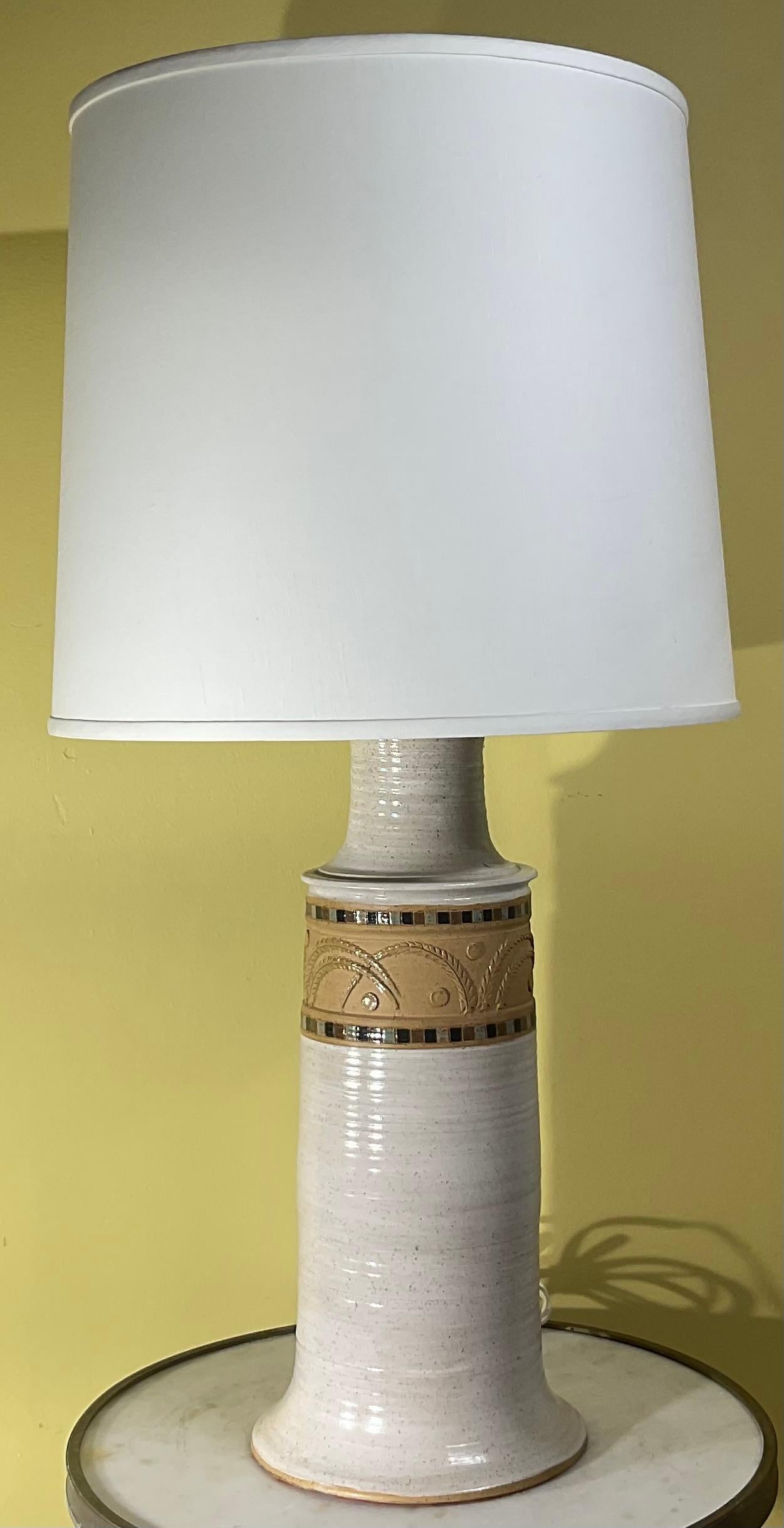 Hand-Crafted Midcentury Signed Ceramic Table Lamp For Sale
