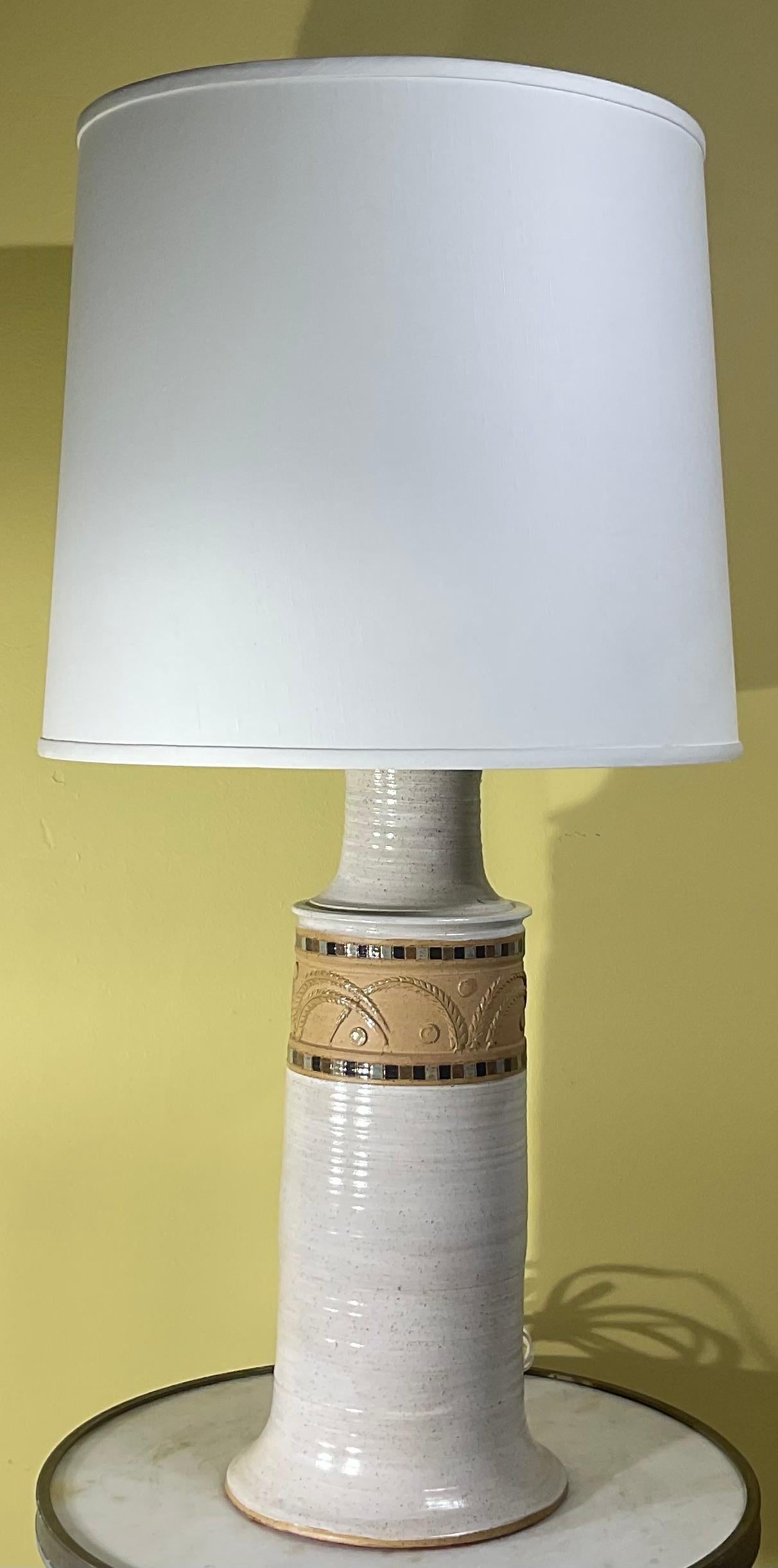Midcentury Signed Ceramic Table Lamp For Sale 1