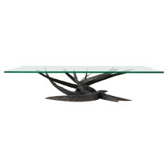 Table de cocktail brutaliste Silas Seandel en fer taillé au chalumeau, milieu du siècle dernier