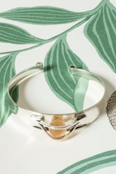 Pulsera de plata y piedra rutilada de mediados de siglo de Elis Kauppi, Finlandia, 1961