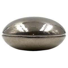 Midcentury silver-plated hand-hammered brass box, Zanetto Padova Italy 1970s