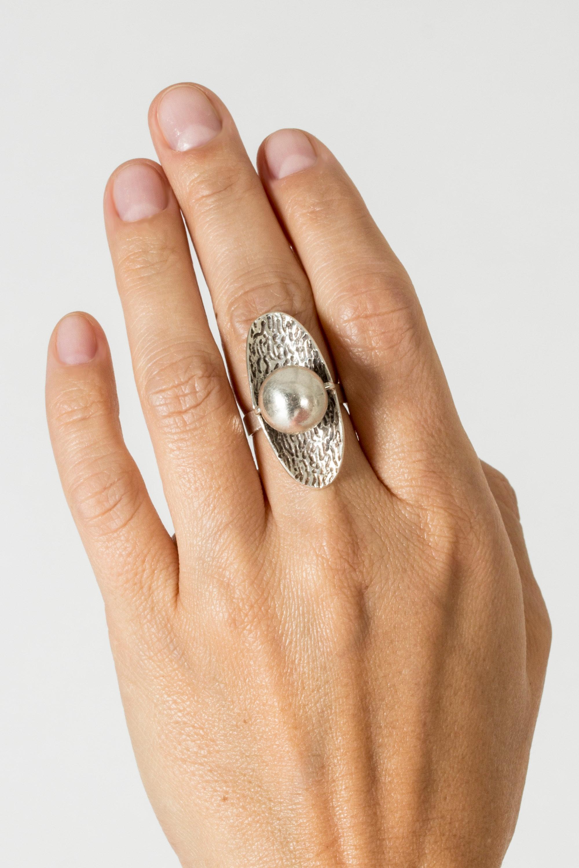 Midcentury Silver Ring by Erik Granit, Finland, 1972 In Good Condition For Sale In Stockholm, SE
