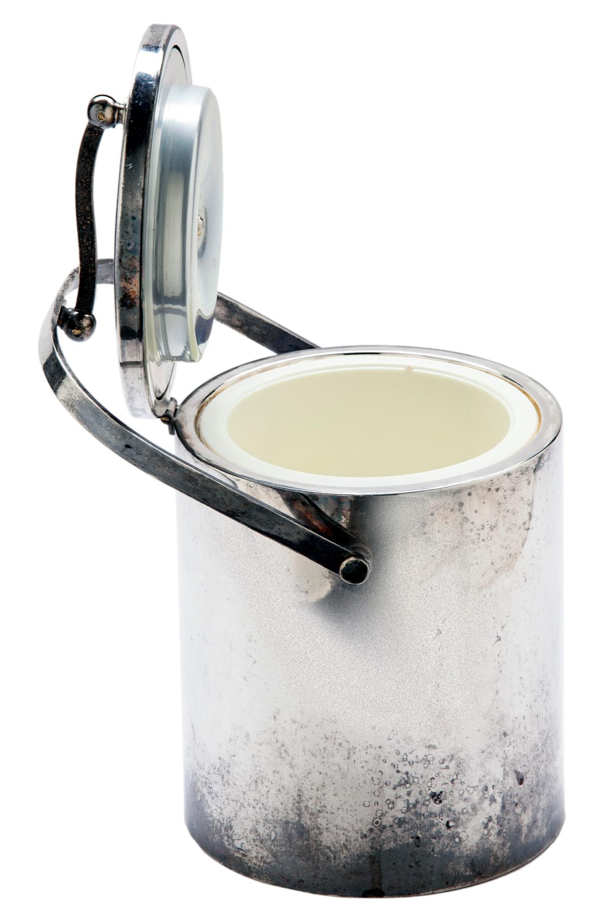 20th Century Midcentury Silverplated Cylindrical Ice Bucket For Sale