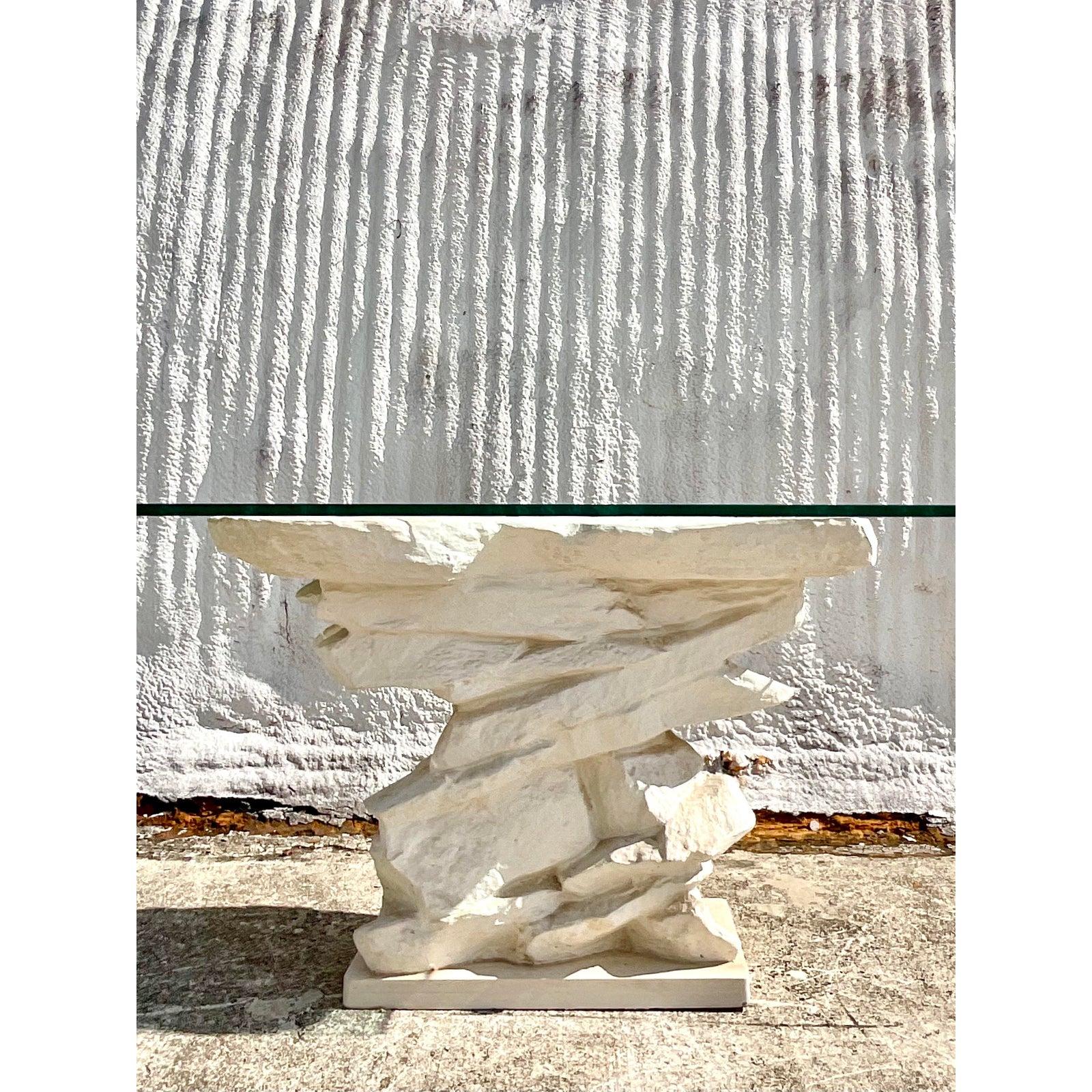 plaster-and-marble console table