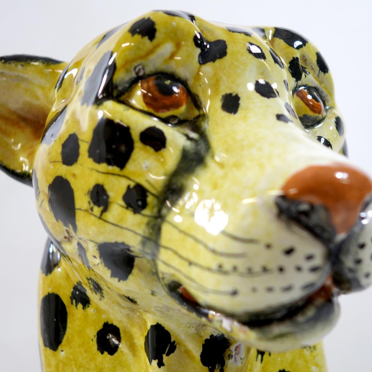 Mid-20th Century Midcentury Sitting Cheetah Made of Molded Ceramic, Marked X.MY For Sale