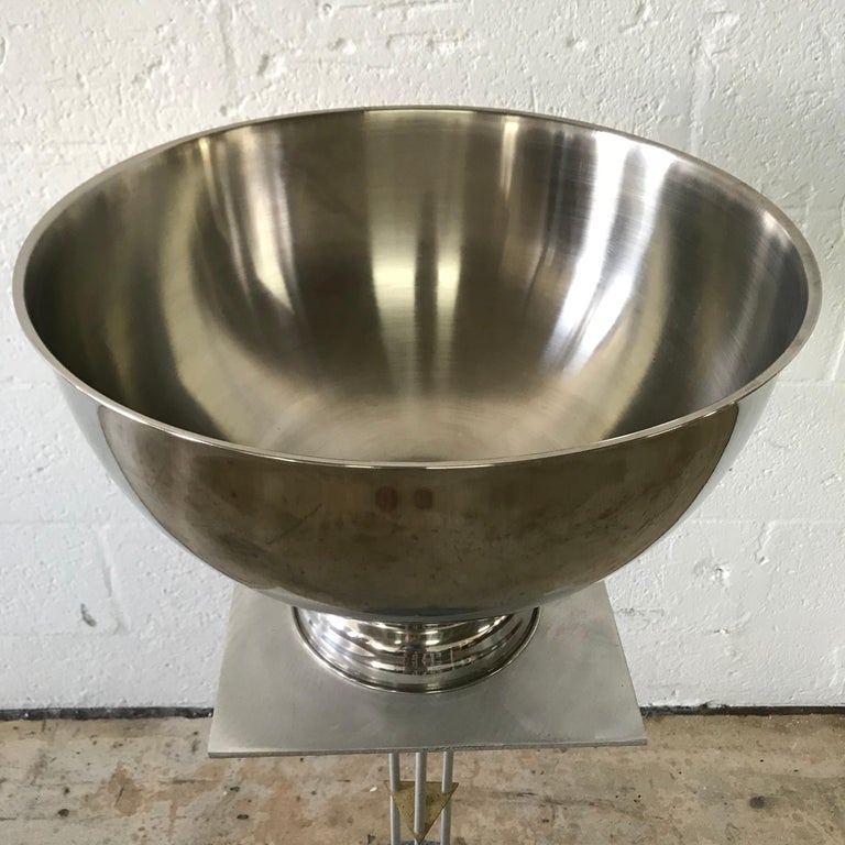 Midcentury Six Bottle Gold and Steel Champagne or Wine Cooler Chiller