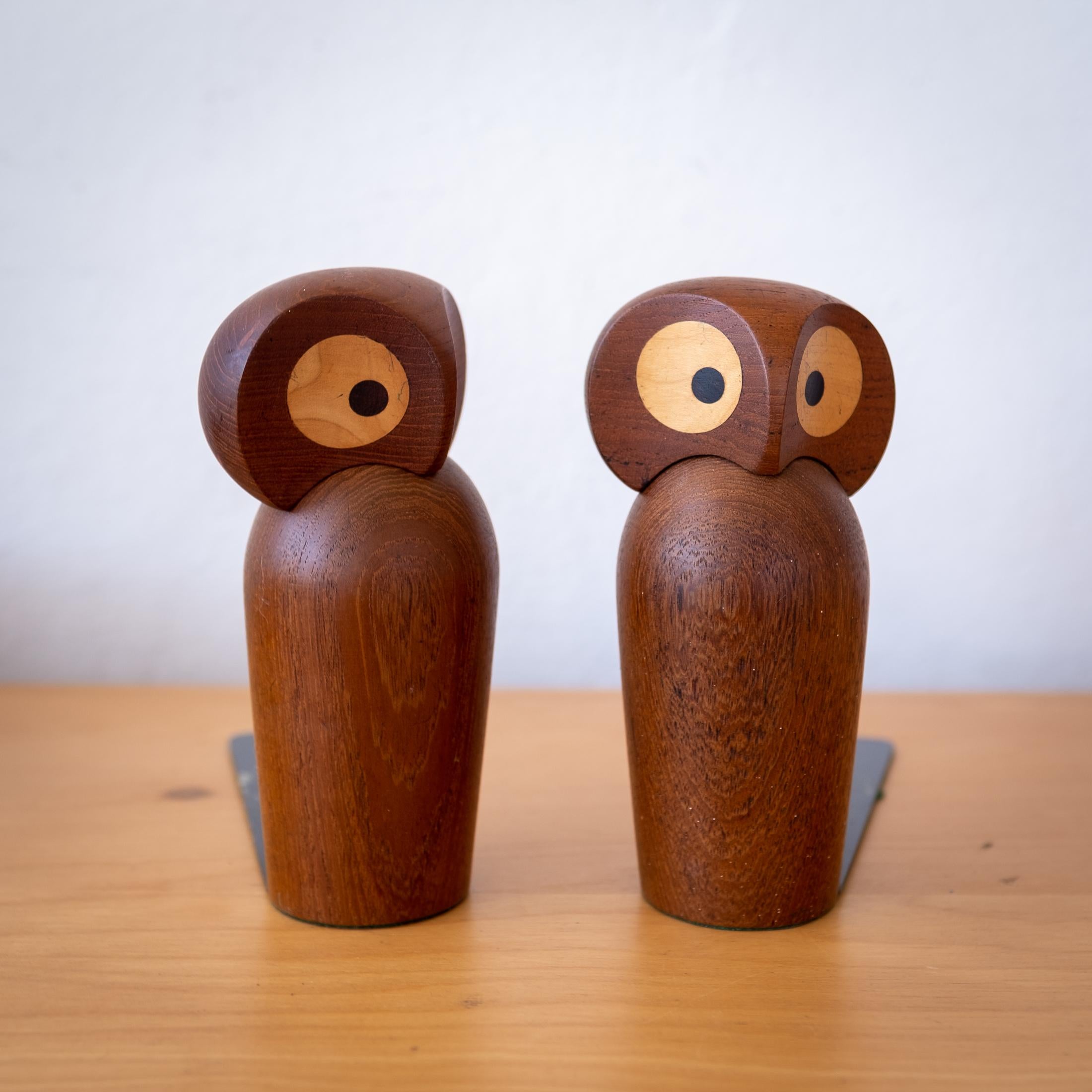 Danish Midcentury Skjode Skjern Teak Owl Bookends from Denmark