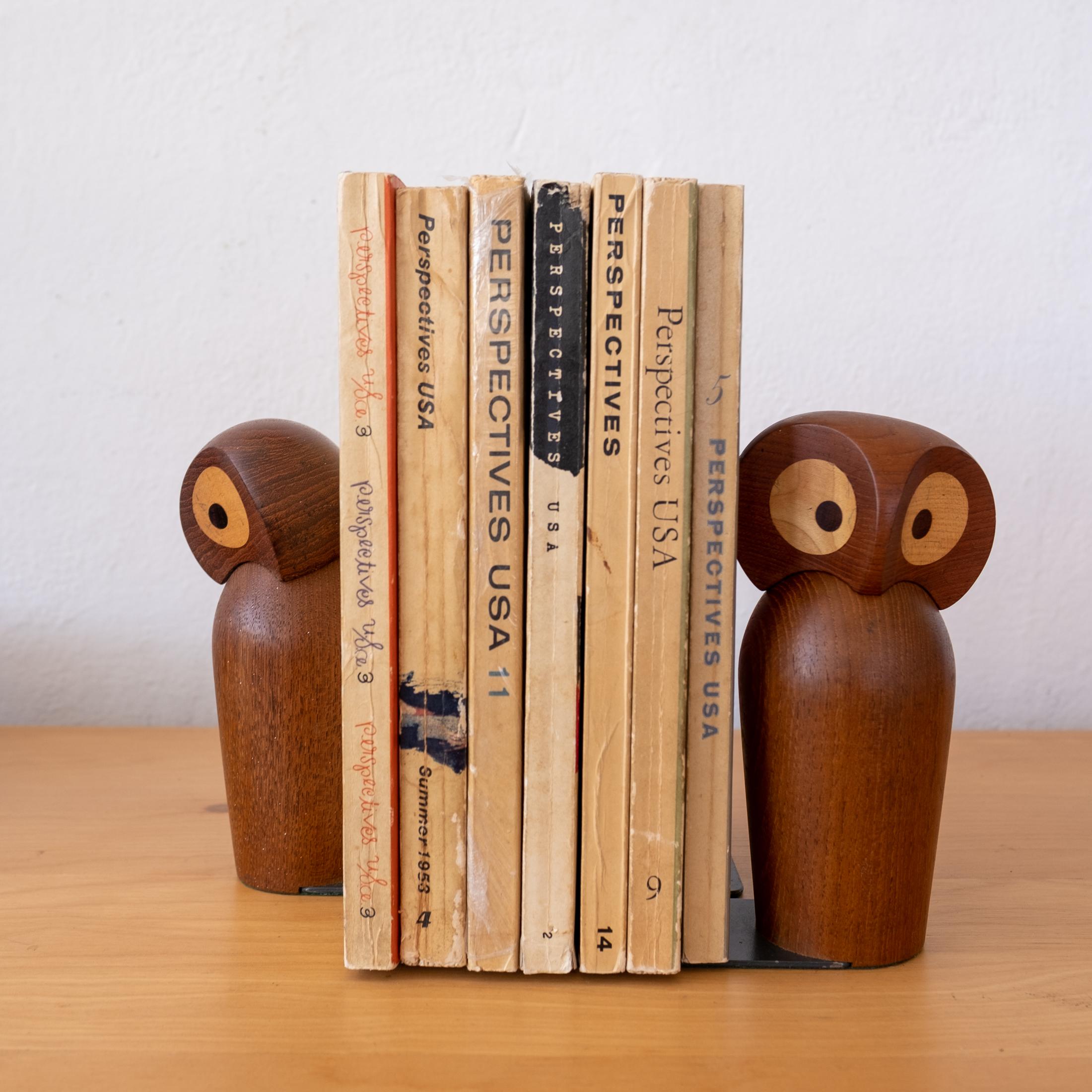 Midcentury Skjode Skjern Teak Owl Bookends from Denmark In Good Condition In San Diego, CA