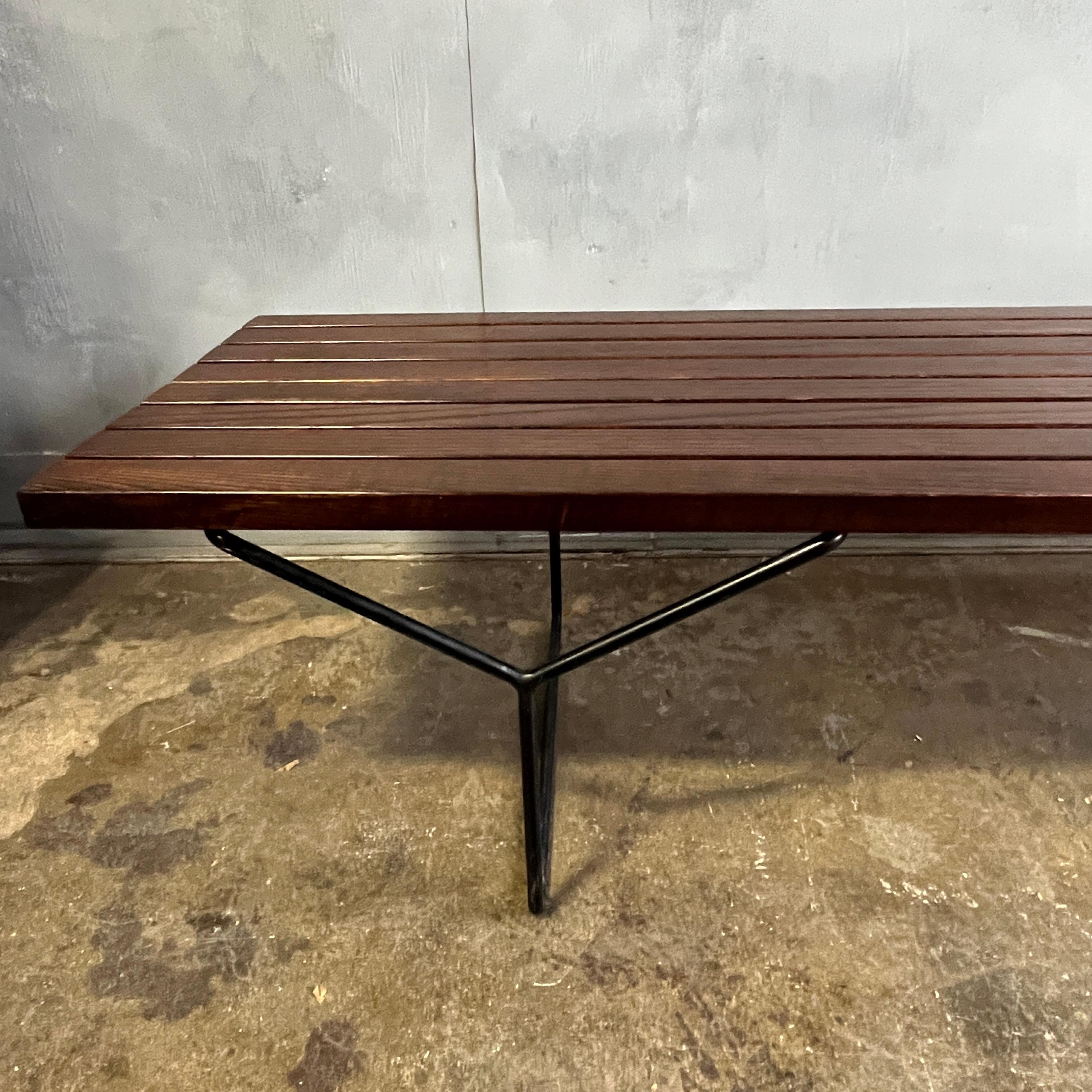 Steel Mid-Century Slat Bench by Harry Bertoia for Knoll For Sale