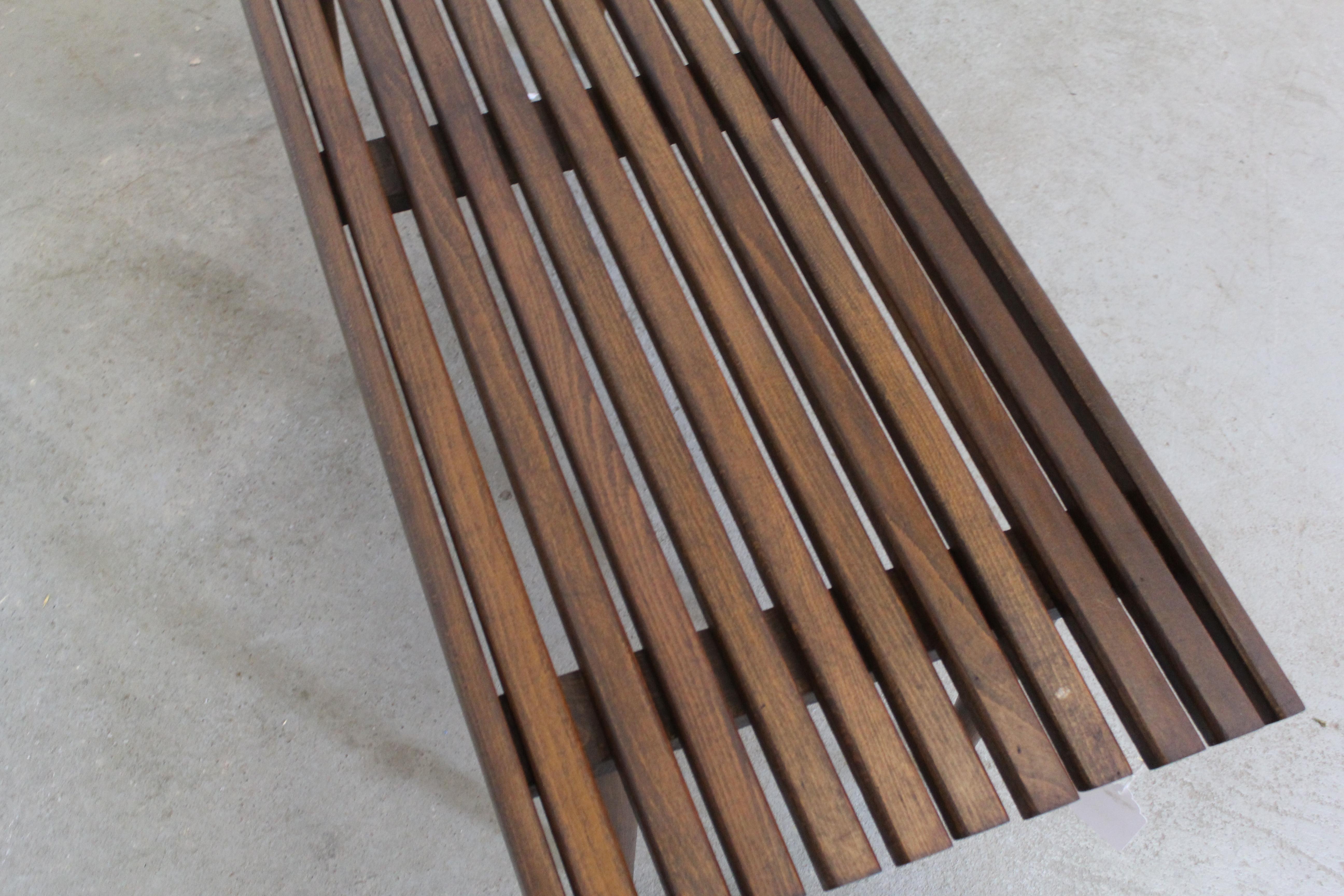 Mid-century Modern Walnut Slat Bench Coffee Table 4